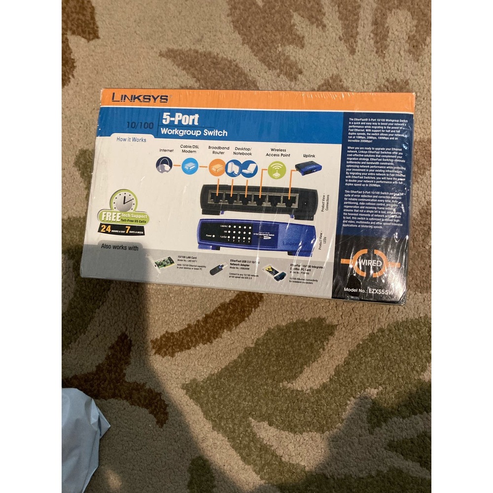 Cisco Linksys 5 port 10/100 workgroup switch ezxs55w